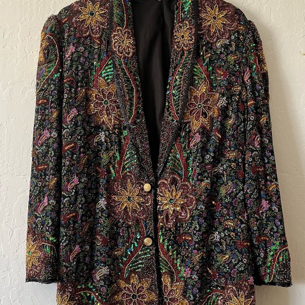 French Collezioni silk beaded blazer